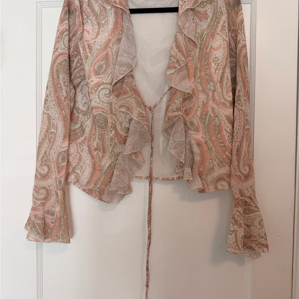 Princess Polly Peach and Cream Blouse